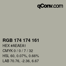 Color code: RGB 174 174 161 | qconv.com