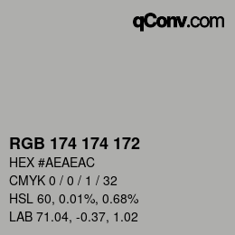 カラーコード: RGB 174 174 172 | qconv.com
