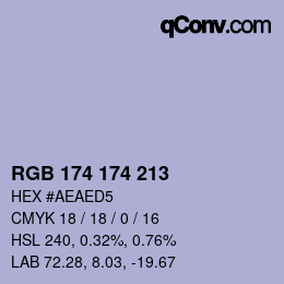 Color code: RGB 174 174 213 | qconv.com