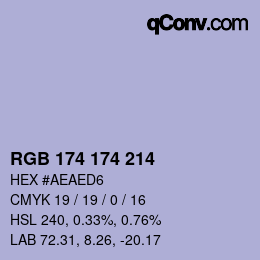 Color code: RGB 174 174 214 | qconv.com