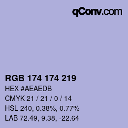 Color code: RGB 174 174 219 | qconv.com
