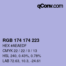 Color code: RGB 174 174 223 | qconv.com