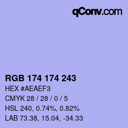 Color code: RGB 174 174 243 | qconv.com