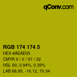 カラーコード: RGB 174 174 5 | qconv.com