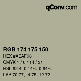 Código de color: RGB 174 175 150 | qconv.com