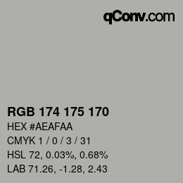 Color code: RGB 174 175 170 | qconv.com