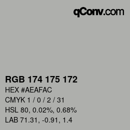 Color code: RGB 174 175 172 | qconv.com