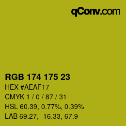カラーコード: RGB 174 175 23 | qconv.com