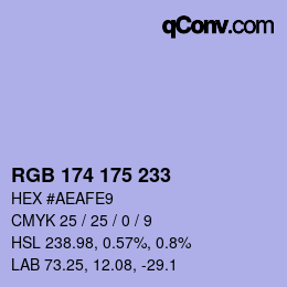 颜色代码: RGB 174 175 233 | qconv.com