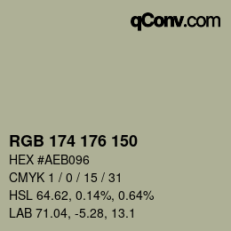 颜色代码: RGB 174 176 150 | qconv.com