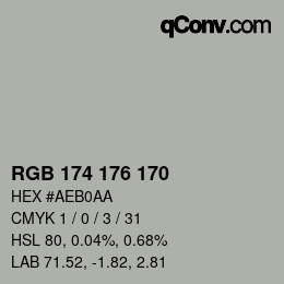 Color code: RGB 174 176 170 | qconv.com