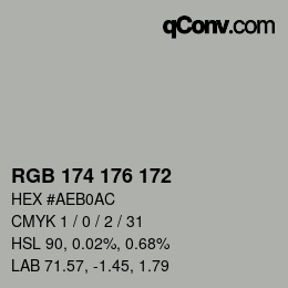 Color code: RGB 174 176 172 | qconv.com