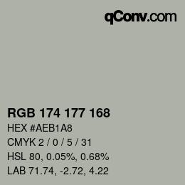 Color code: RGB 174 177 168 | qconv.com