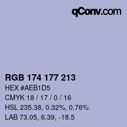 Color code: RGB 174 177 213 | qconv.com