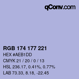 Farbcode: RGB 174 177 221 | qconv.com