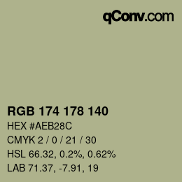 カラーコード: RGB 174 178 140 | qconv.com