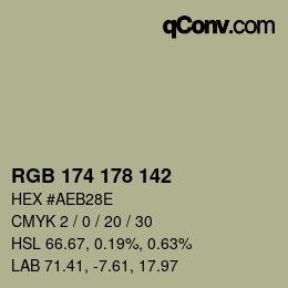 Color code: RGB 174 178 142 | qconv.com