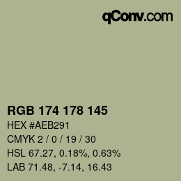 颜色代码: RGB 174 178 145 | qconv.com