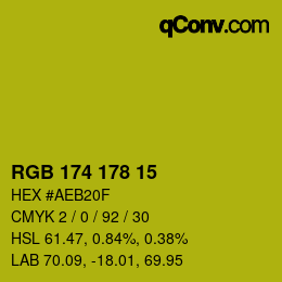 Color code: RGB 174 178 15 | qconv.com