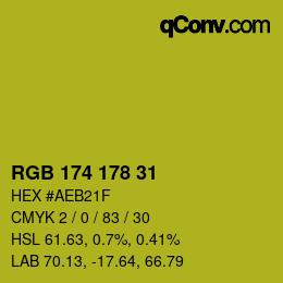 Color code: RGB 174 178 31 | qconv.com