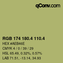 カラーコード: RGB 174 180.4 110.4 | qconv.com