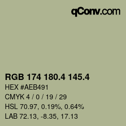 カラーコード: RGB 174 180.4 145.4 | qconv.com