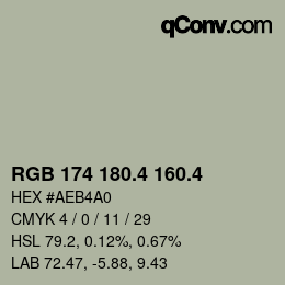 カラーコード: RGB 174 180.4 160.4 | qconv.com