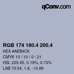 カラーコード: RGB 174 180.4 200.4 | qconv.com