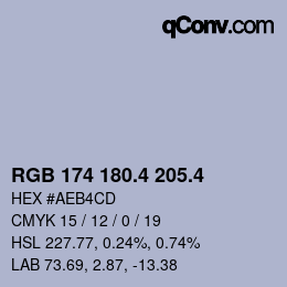 カラーコード: RGB 174 180.4 205.4 | qconv.com