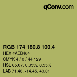 カラーコード: RGB 174 180.8 100.4 | qconv.com