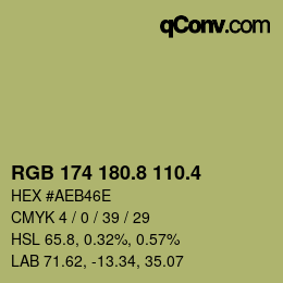 カラーコード: RGB 174 180.8 110.4 | qconv.com