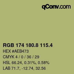 カラーコード: RGB 174 180.8 115.4 | qconv.com
