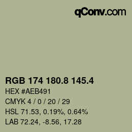 カラーコード: RGB 174 180.8 145.4 | qconv.com