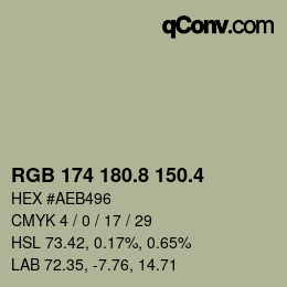 カラーコード: RGB 174 180.8 150.4 | qconv.com