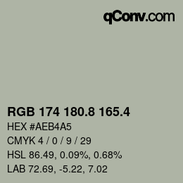 カラーコード: RGB 174 180.8 165.4 | qconv.com