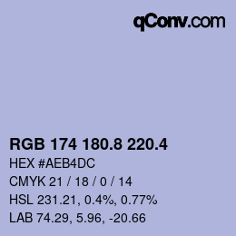 カラーコード: RGB 174 180.8 220.4 | qconv.com