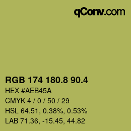 カラーコード: RGB 174 180.8 90.4 | qconv.com