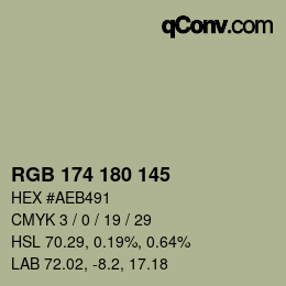 Código de color: RGB 174 180 145 | qconv.com