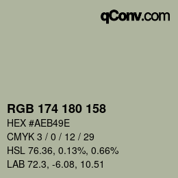 Código de color: RGB 174 180 158 | qconv.com