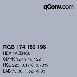 Code couleur: RGB 174 180 198 | qconv.com