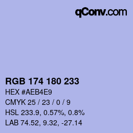 Color code: RGB 174 180 233 | qconv.com