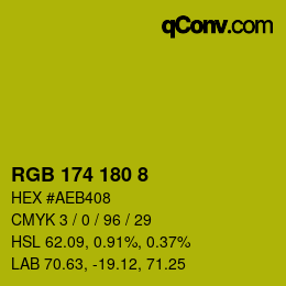 Color code: RGB 174 180 8 | qconv.com