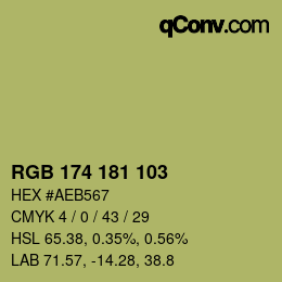 Color code: RGB 174 181 103 | qconv.com