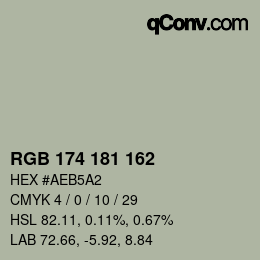 Color code: RGB 174 181 162 | qconv.com