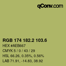 カラーコード: RGB 174 182.2 103.6 | qconv.com