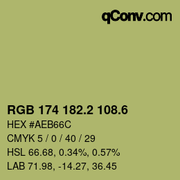 カラーコード: RGB 174 182.2 108.6 | qconv.com