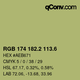 カラーコード: RGB 174 182.2 113.6 | qconv.com