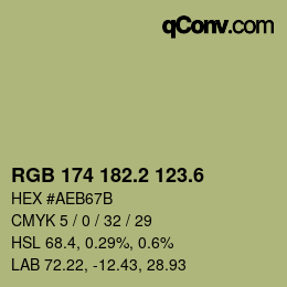カラーコード: RGB 174 182.2 123.6 | qconv.com