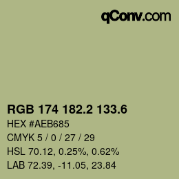 カラーコード: RGB 174 182.2 133.6 | qconv.com