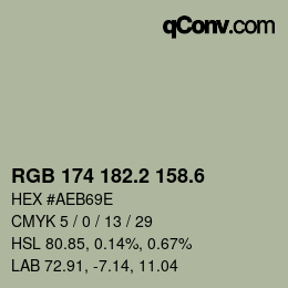 カラーコード: RGB 174 182.2 158.6 | qconv.com